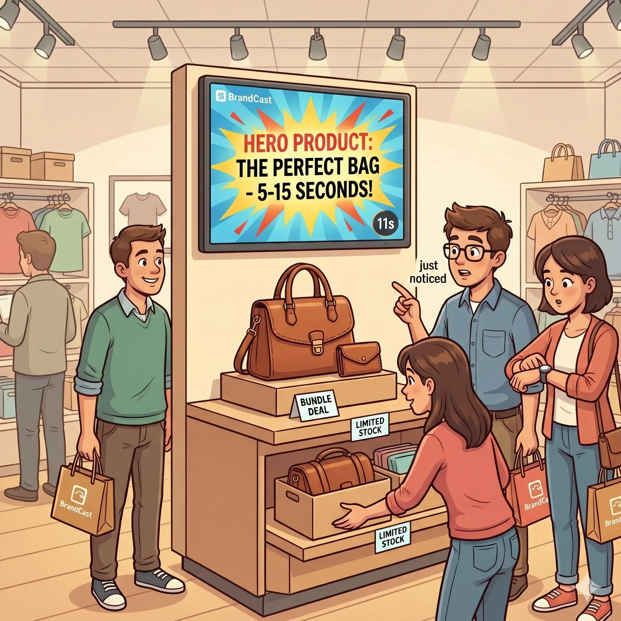 Spotlight zone illustration — a cartoon scene showing the spotlight part of a customer's experience.